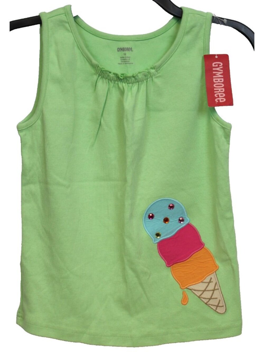2010 Gymboree Popsicle Party Shirt sz 12 Ice Cream Cone Rhinestones Tank Top NEW